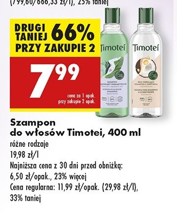 Szampon do włosów oczyszczający zielona herbata Timotei pure promocja