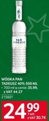 Wódka Pan Tadeusz 40% 500 ml promocja w Selgros