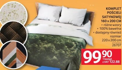 Komplet pościeli satynowej 160 x 200 CM promocja w Selgros