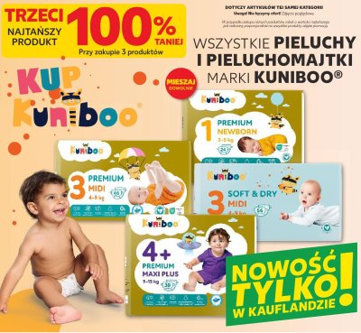 Wszystkie pieluchy i pieluchomajtki Kuniboo trzeci -100% taniej promocja w Kaufland