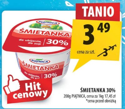 Śmietanka 30% Piątnica promocja w Arhelan