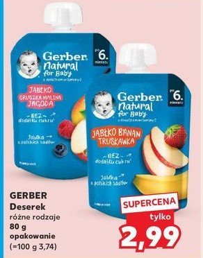 Deserek jab艂ko gruszka malina i jagoda Gerber natural for baby promocja