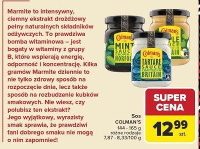 Sos COLMAN'S Mint Sauce 144-165g promocja w Carrefour Market