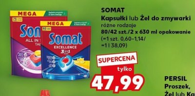 Kapsułki lub Żel do zmywarki SOMAT różne rodzaje 80/42 szt. / 2 x 630 ml promocja w Kaufland