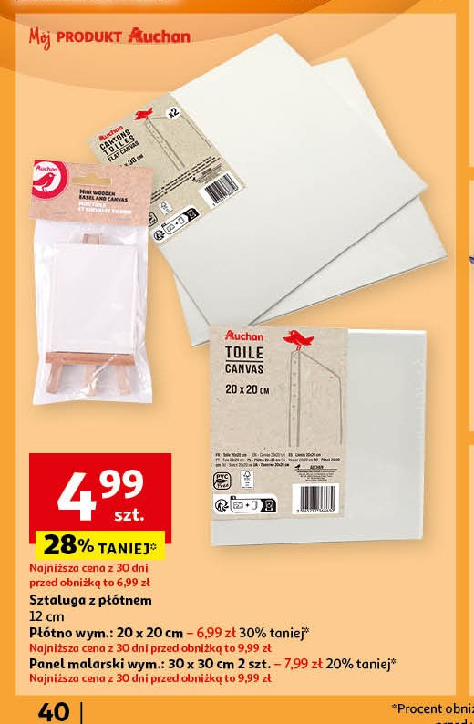 Płótno 20 x 20 cm Auchan promocja w Auchan