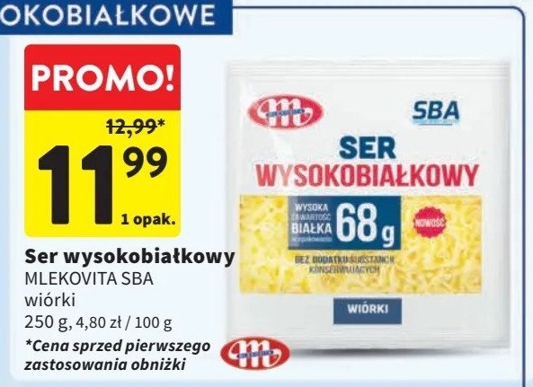 Ser wysokobiałkowy wiórki Mlekovita sba promocja