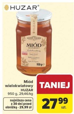Miód wielokwiatowy Miód Polskie Miody nektarowy wielokwiatowy Huzar promocja w Carrefour Market
