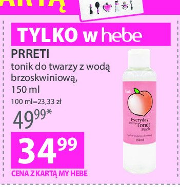 Tonik z wod膮 brzoskwiniow膮 Prreti promocja