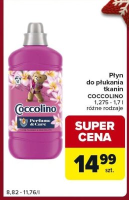 Płyn do płukania tkanin COCCOLINO 1,275-1,7 l różne rodzaje promocja w Carrefour Express