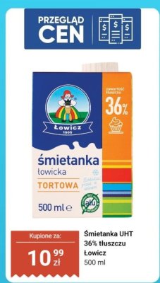 Śmietanka UHT 36% tłuszczu Łowicz promocja w Dino
