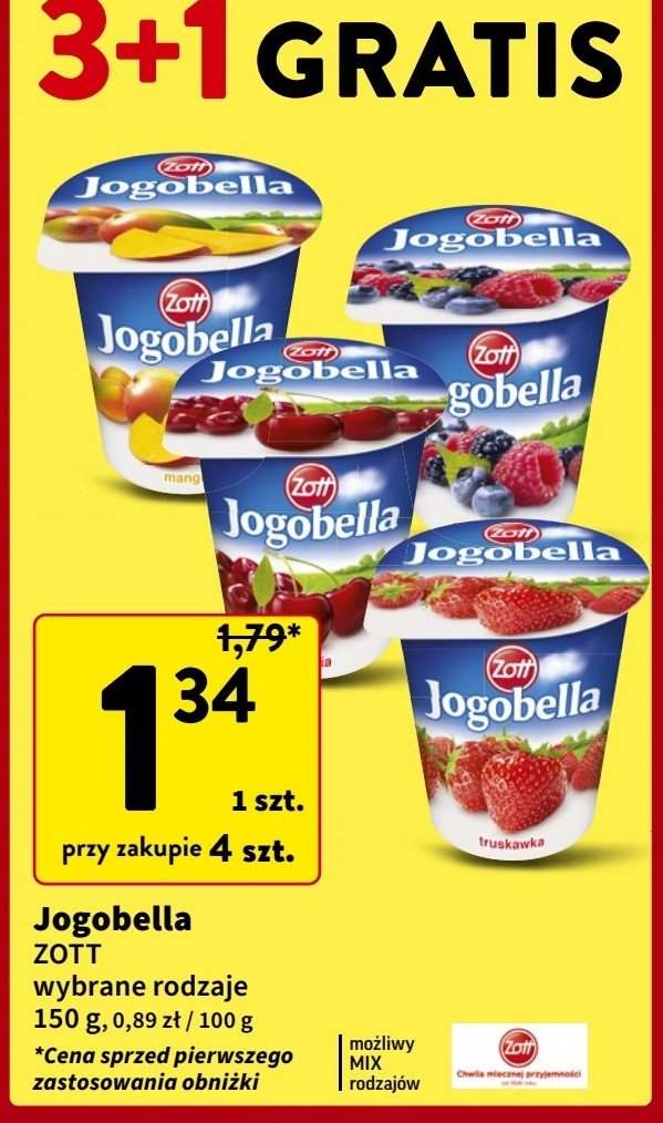 Jogurt wiśnia Zott jogobella promocja