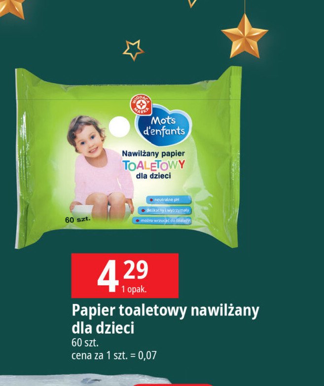 Papier toaletowy dla dzieci Wiodąca marka mots d'enfants promocja w Leclerc