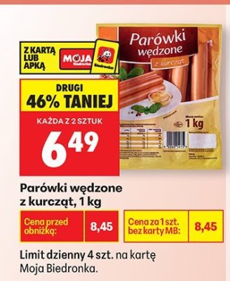 Parówki wędzone z kurcząt promocja w Biedronka