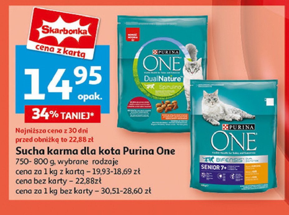 Karma dla kota dual nature z kurczakiem i spiruliną Purina one promocja