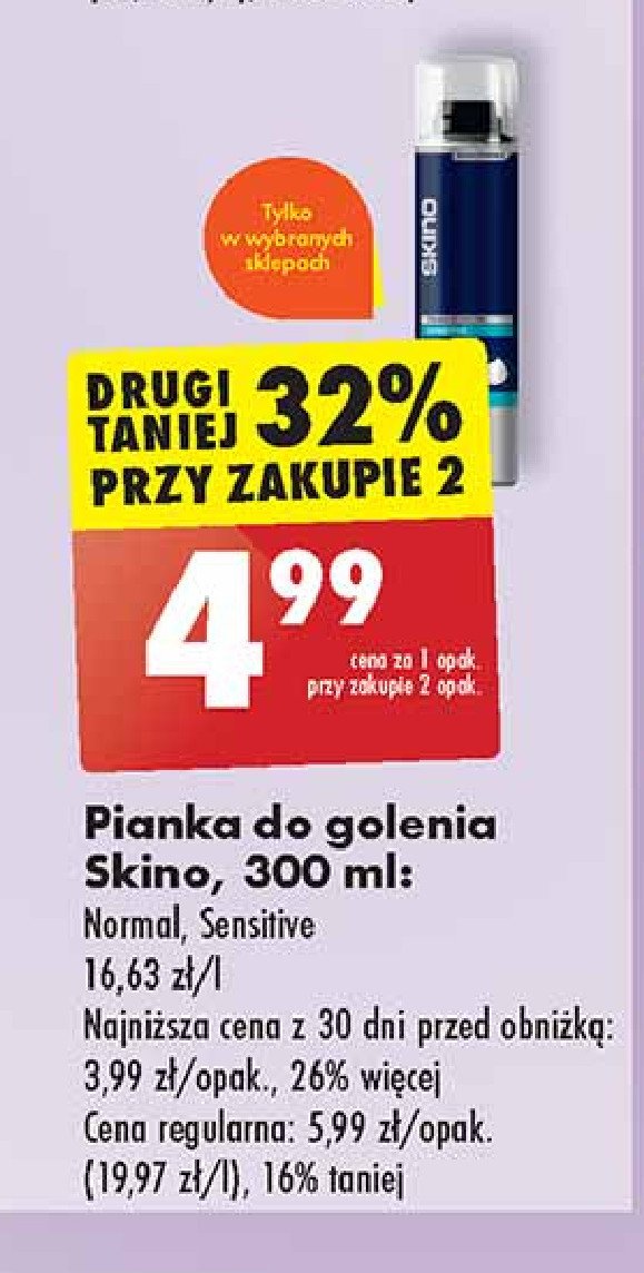 Pianka do golenia sensitive Skino promocja