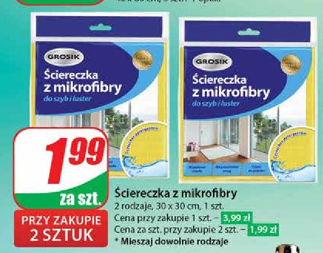 Ścierka z mikrofibry do szyb i luster Grosik promocja