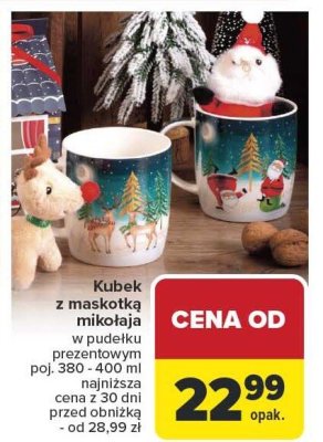 Kubek z maskotką mikołaja w pudełku prezentowym 380-400 ml Carrefour promocja w Carrefour