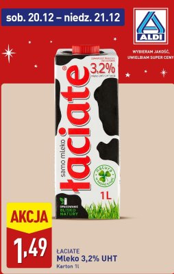 Mleko ŁACIATE 3,2% UHT promocja w Aldi