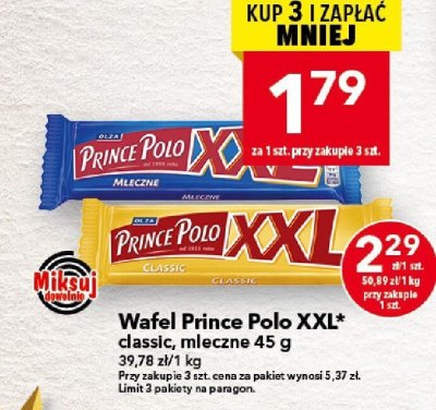 Wafel Prince Polo XXL classic 45 g promocja w LEWIATAN