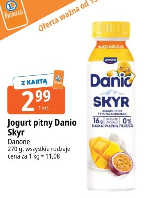 Jogurt pitny Danio Skyr mango-marakuja promocja w Leclerc