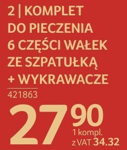 Komplet do pieczenia 6 części wałek ze szpatułką + wykrawacze promocja w Selgros