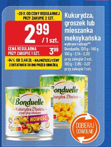 Kukurydza złocista z papryką i oliwkami Bonduelle promocja