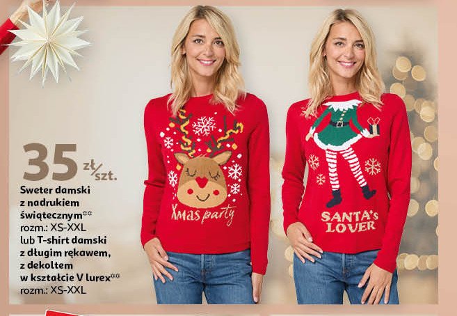 Sweter damski świąteczny promocja w Auchan