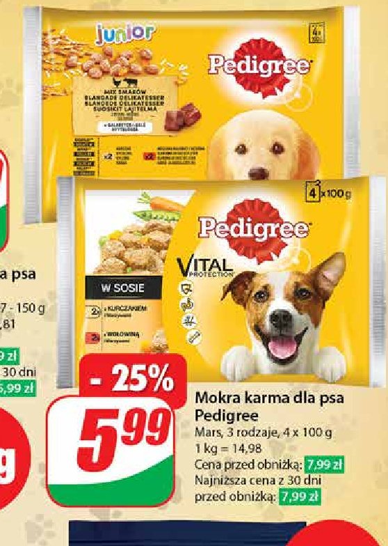 Karma dla psa kurczak-warzywa Pedigree vital promocja w Dino