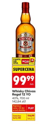 Whisky Chivas Regal 12 YO 40%, 700 ml promocja w Biedronka