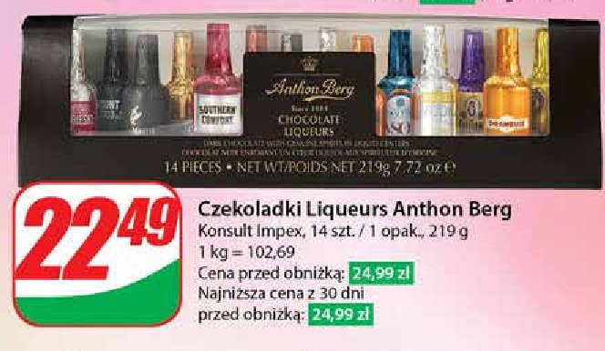 Bombonierka chocolate liqueurs Anthon berg promocja w Dino