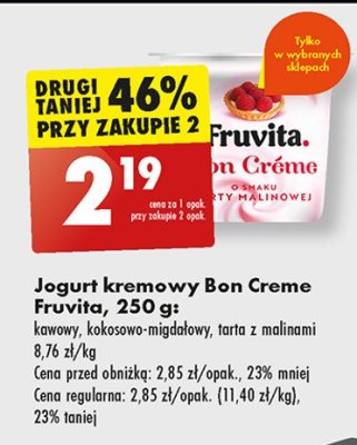 Jogurt kokosowo-migdałowy Fruvita bon creme promocja