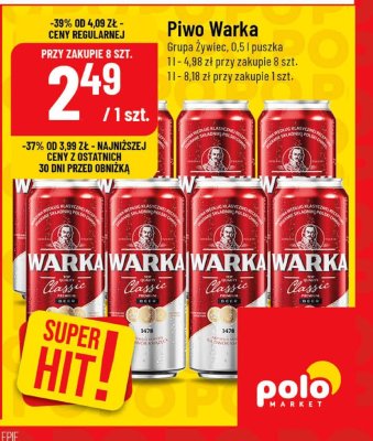 Piwo Warka 0,5l puszka promocja w POLOmarket