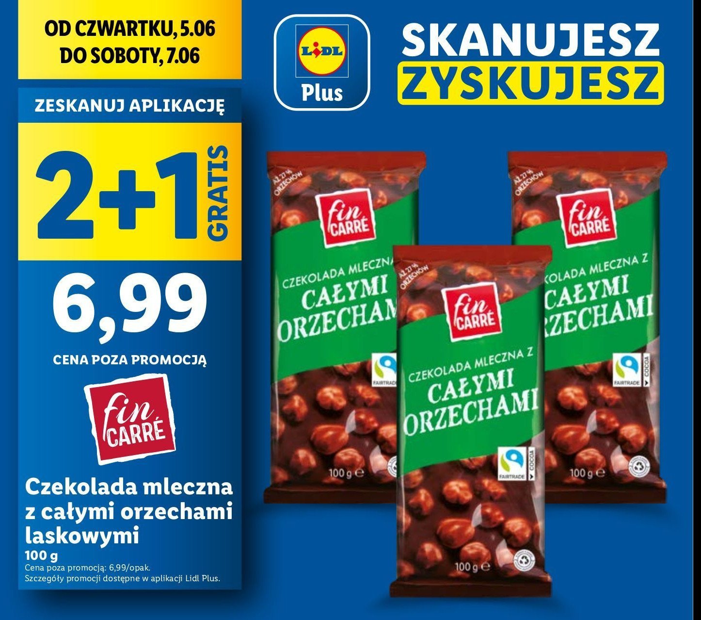 Czekolada mleczna z orzechami laskowymi Fin carre promocja w Lidl