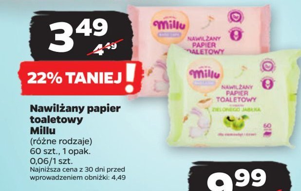 Papier toaletowy nawilżany Millu promocja w Intermarche