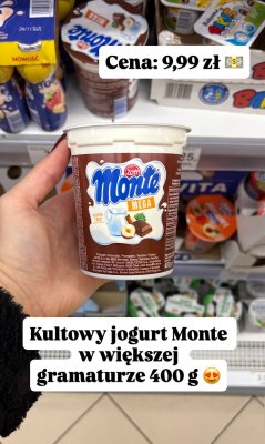 Jogurt Monte Mega czekoladowy promocja w Dino