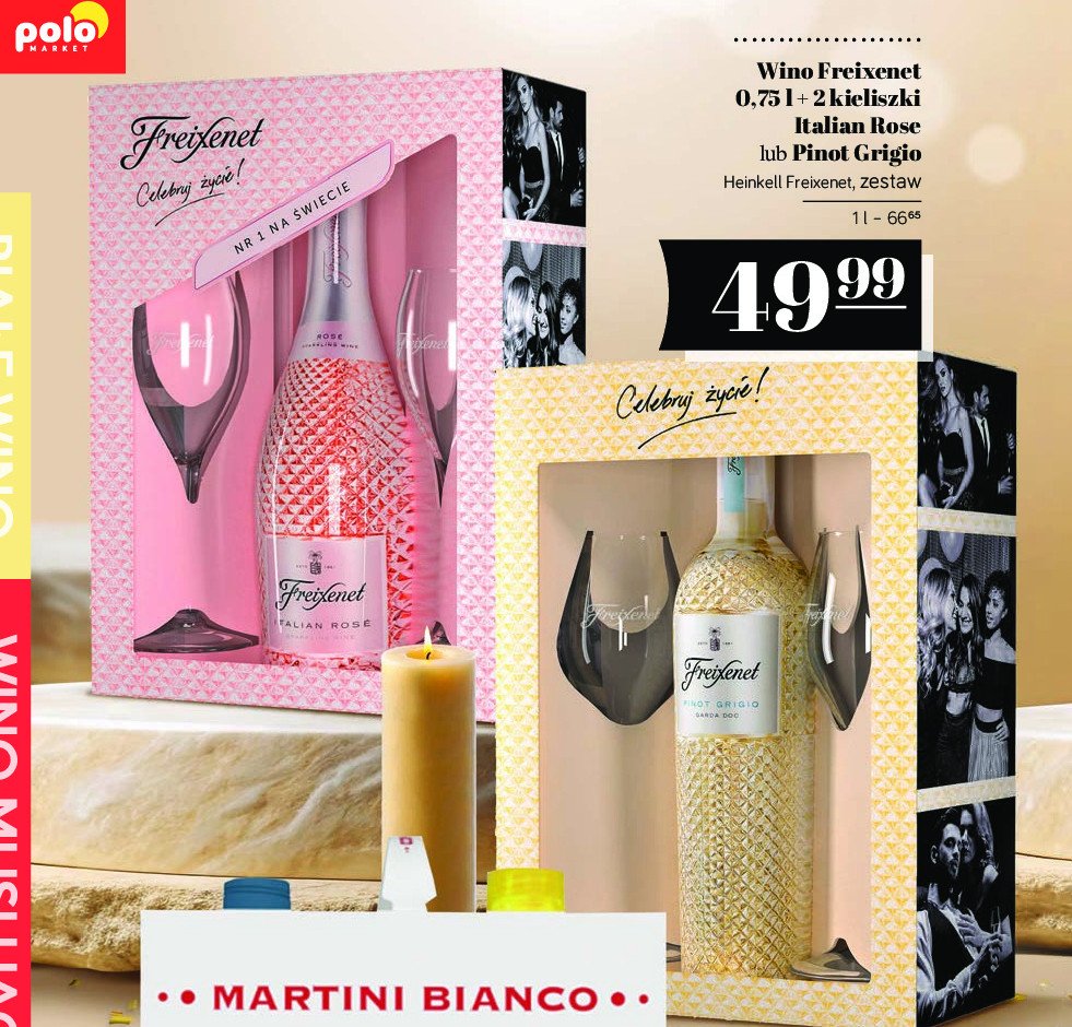 Wino + 2 kieliszki Freixenet italian rose promocja w POLOmarket