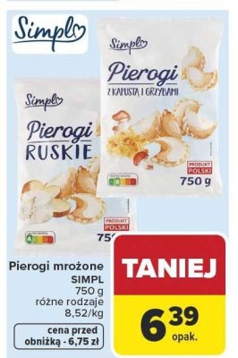 Pierogi mrożone Simply różne rodzaje promocja w Carrefour