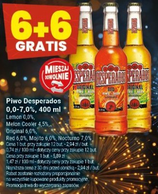 Piwo Desperados 0,0-7,0%, 400 ml promocja w Twój Market