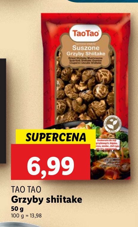 Grzyby shitake całe Tao tao promocja w Lidl