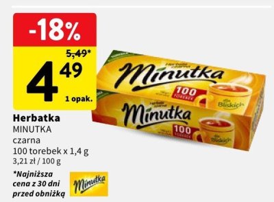 Herbatka Minutka czarna promocja w Intermarche