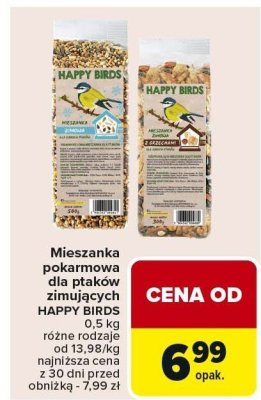 Mieszanka pokarmowa dla ptaków zimujących HAPPY BIRDS różne rodzaje 0,5 kg promocja w Carrefour