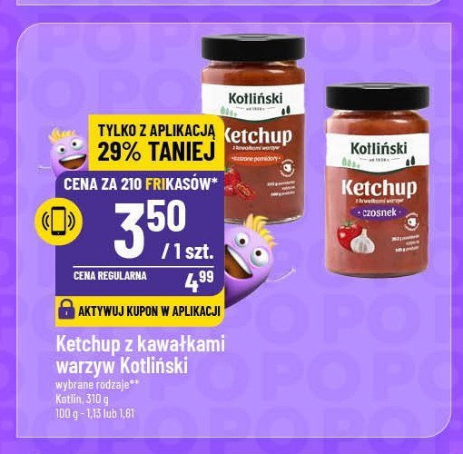 Ketchup z kawałkami warzyw suszone pomidory Kotliński specjał promocja