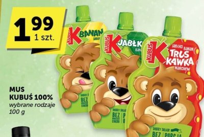 Mus Kubuś 100% tłoczony, wybrane rodzaje 100 g promocja w ABC