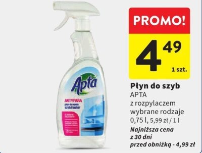 Płyn do szyb APTA z rozpylaczem wybrane rodzaje promocja w Intermarche