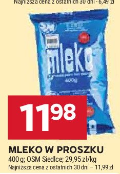 Mleko w proszku Osm siedlce promocja