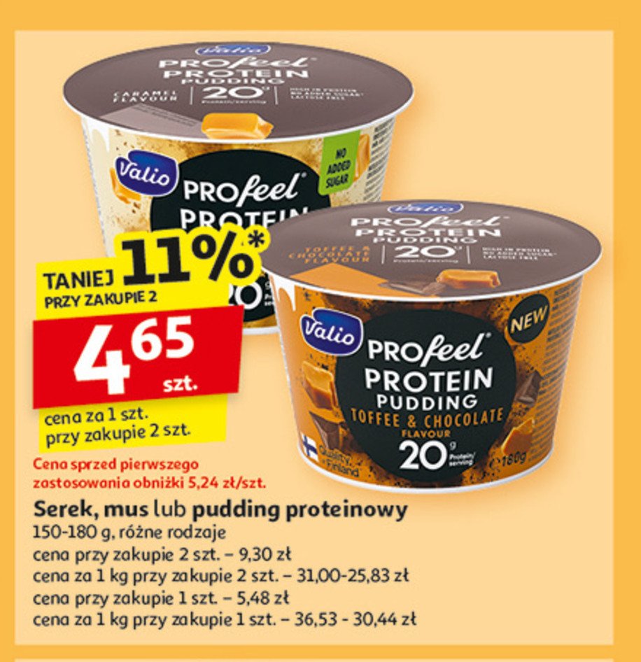 Pudding proteinowy karmel Valio profeel promocja w Auchan