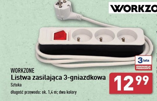 Listwa zasilająca 3 gniazda biała promocja