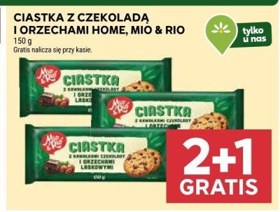 Ciastka z czekoladą i orzechami home, mio & rio promocja w Stokrotka