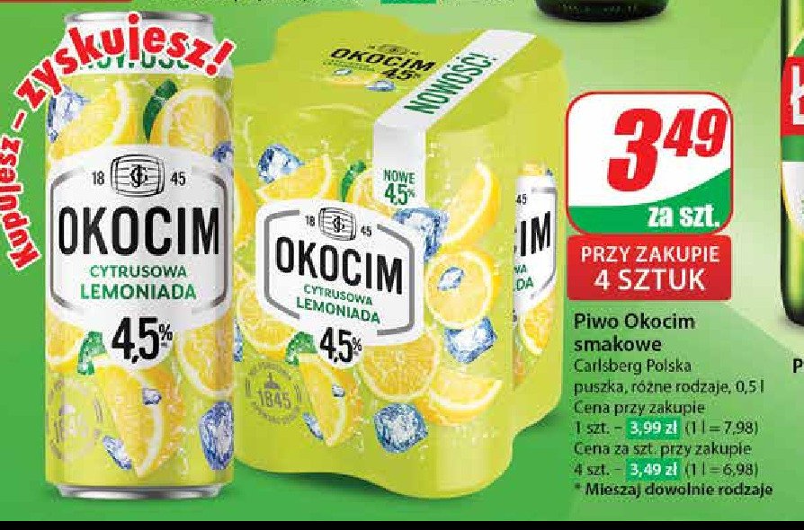 Piwo Okocim cytrusowa lemoniada promocja