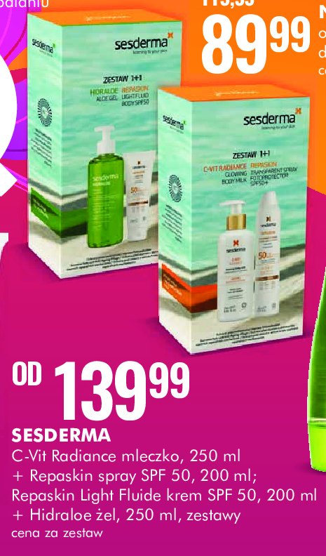 Zestaw w pudełku c-vit radiance mleczko 250 ml + spray repaskin spf50 200 ml Sesderma zestaw promocja